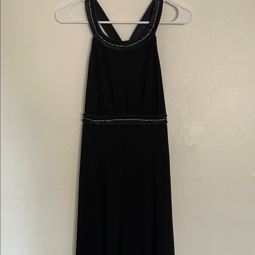 Jones New York Black Backless Dress with Beaded Accents